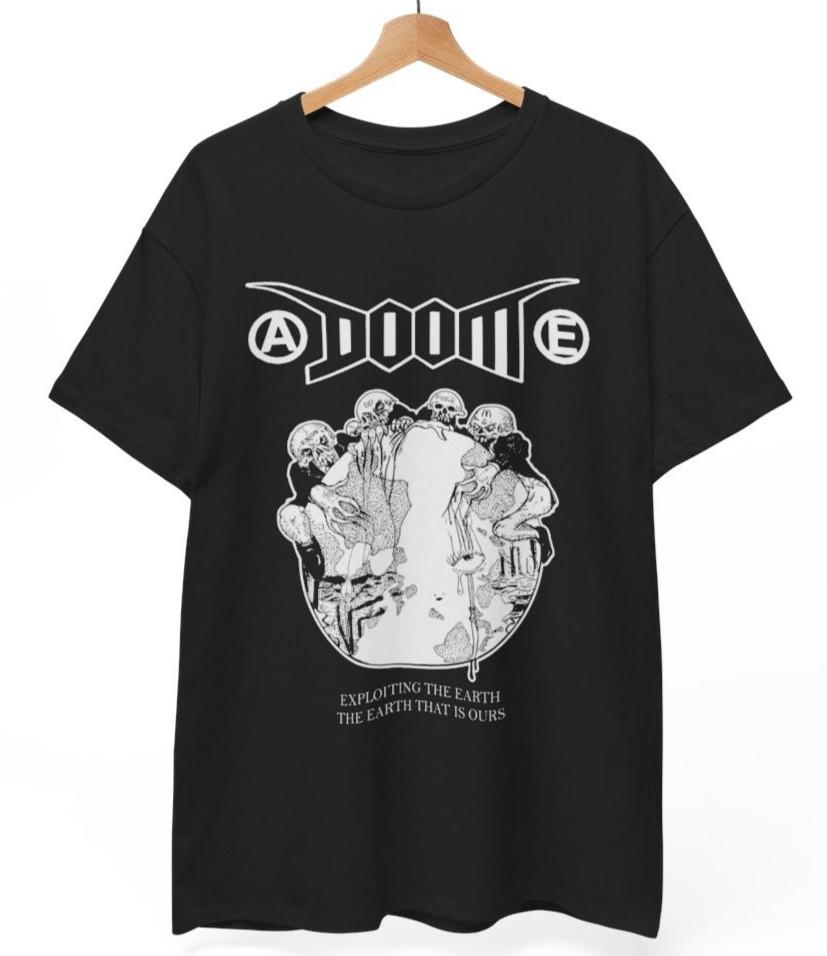 Doom Exploiting the Earth T-Shirt | Crust Punk D-Beat Hardcore Music Tee Unisex T-Shirt M