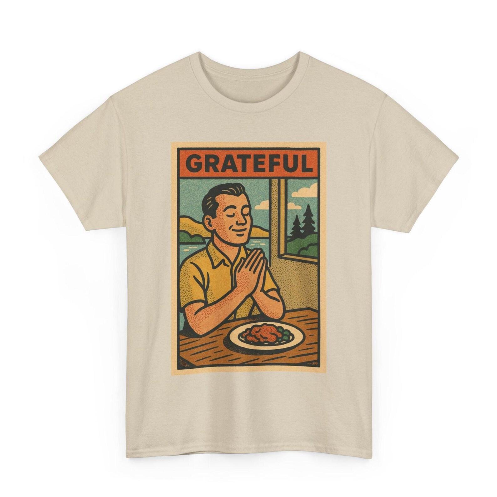 Grateful T-Shirt: Retro Comic Style Thankful Life Tee S