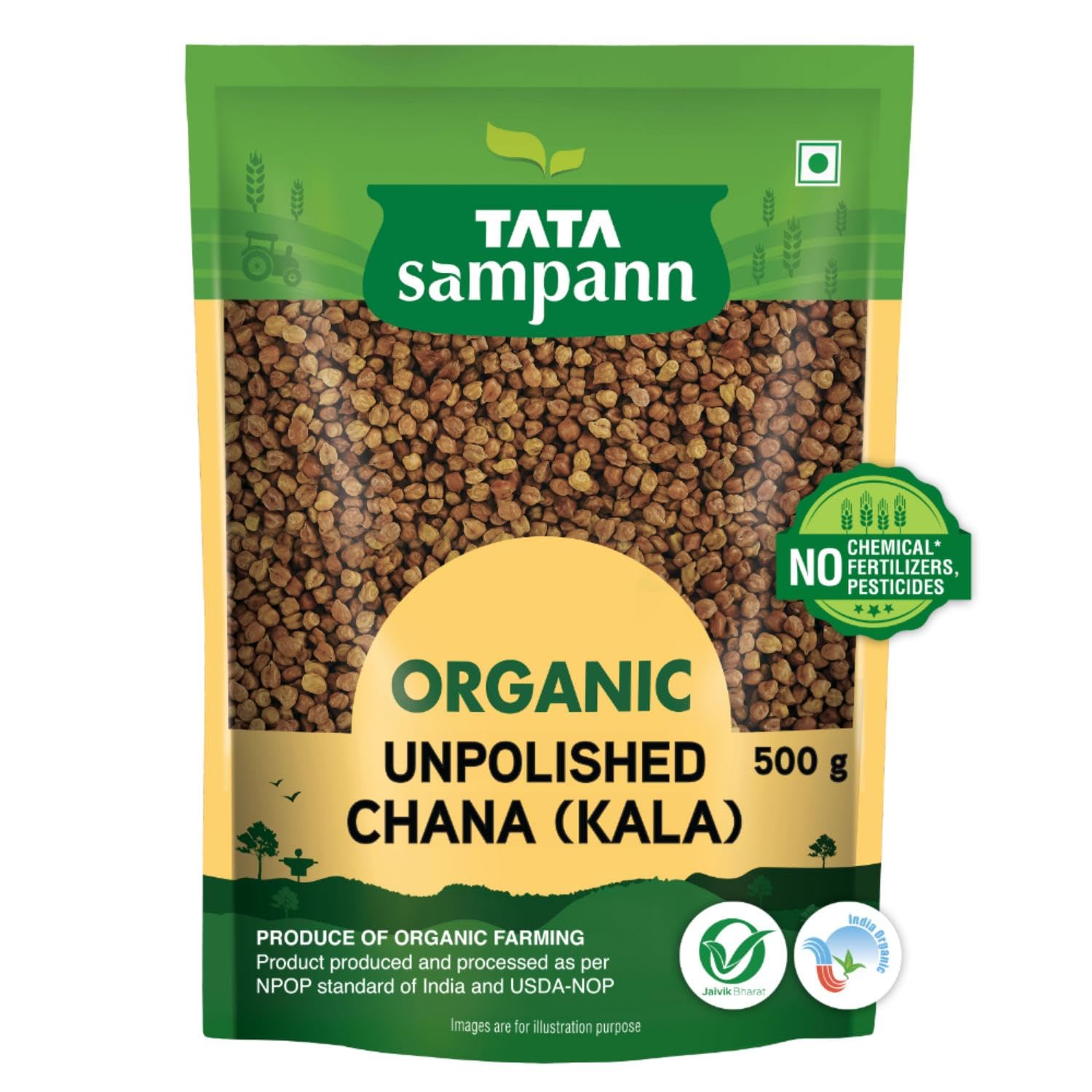 

Tata Sampann Organic Unpolished Brown Kala Chana 500 g Pack For Wholesome Cooking Nutrition Rich Daily Meal Use