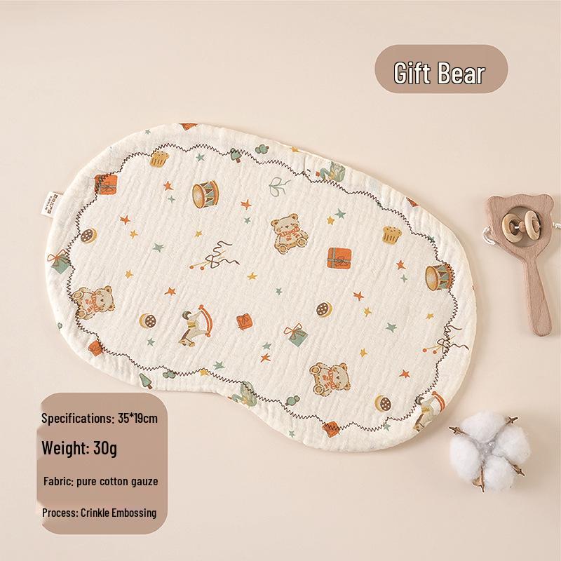 Cloud-Shaped Newborn Pillow, Ten-Layer Cotton Gauze, Baby Flat Pillow and Burp Cloth, Customizable Logo