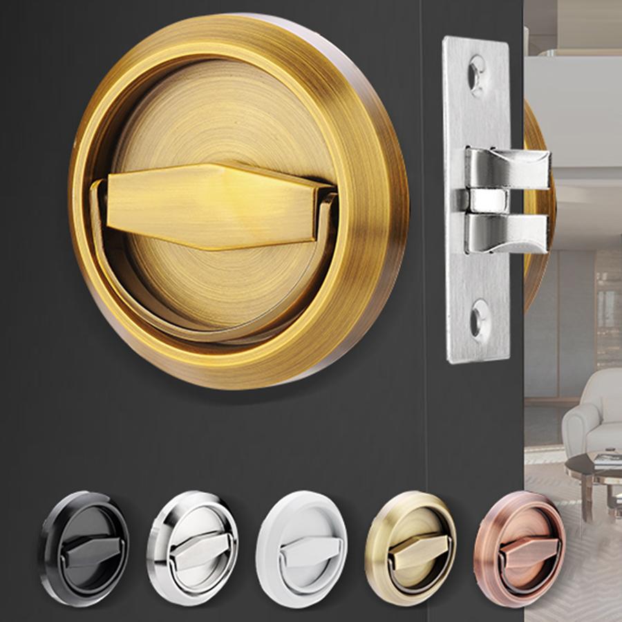 Hidden Door Handle Lock Invisible Recessed Single Side Pull Ring Stainless Steel Door Lock