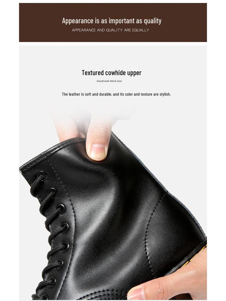 Men's Large-Size European Style Two-Layer Cowhide Martin Boots for Workwear and Casual Wear