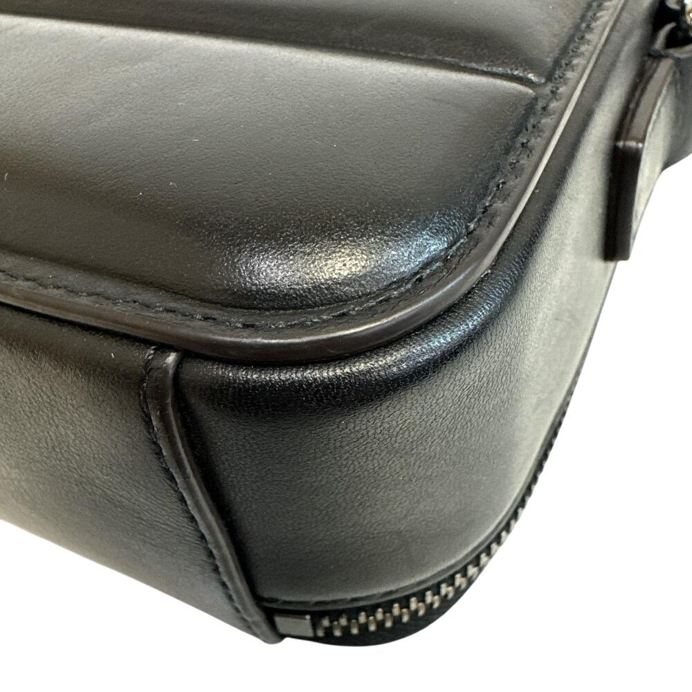 MONCLER Cross body bag leather Horizontal body bag black leather Used