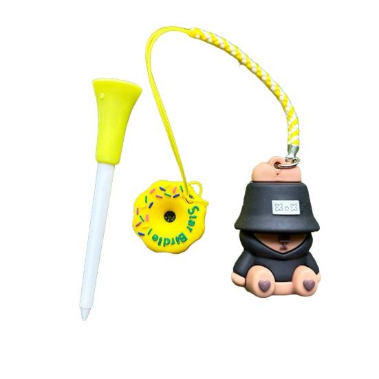 Cartoon Anti Lost Golf Tee Hanger with Tee Plastic Donut Design Golf Tee Ring with Strap Loss Prevention Golf Tee Holder for Men Women Golfers