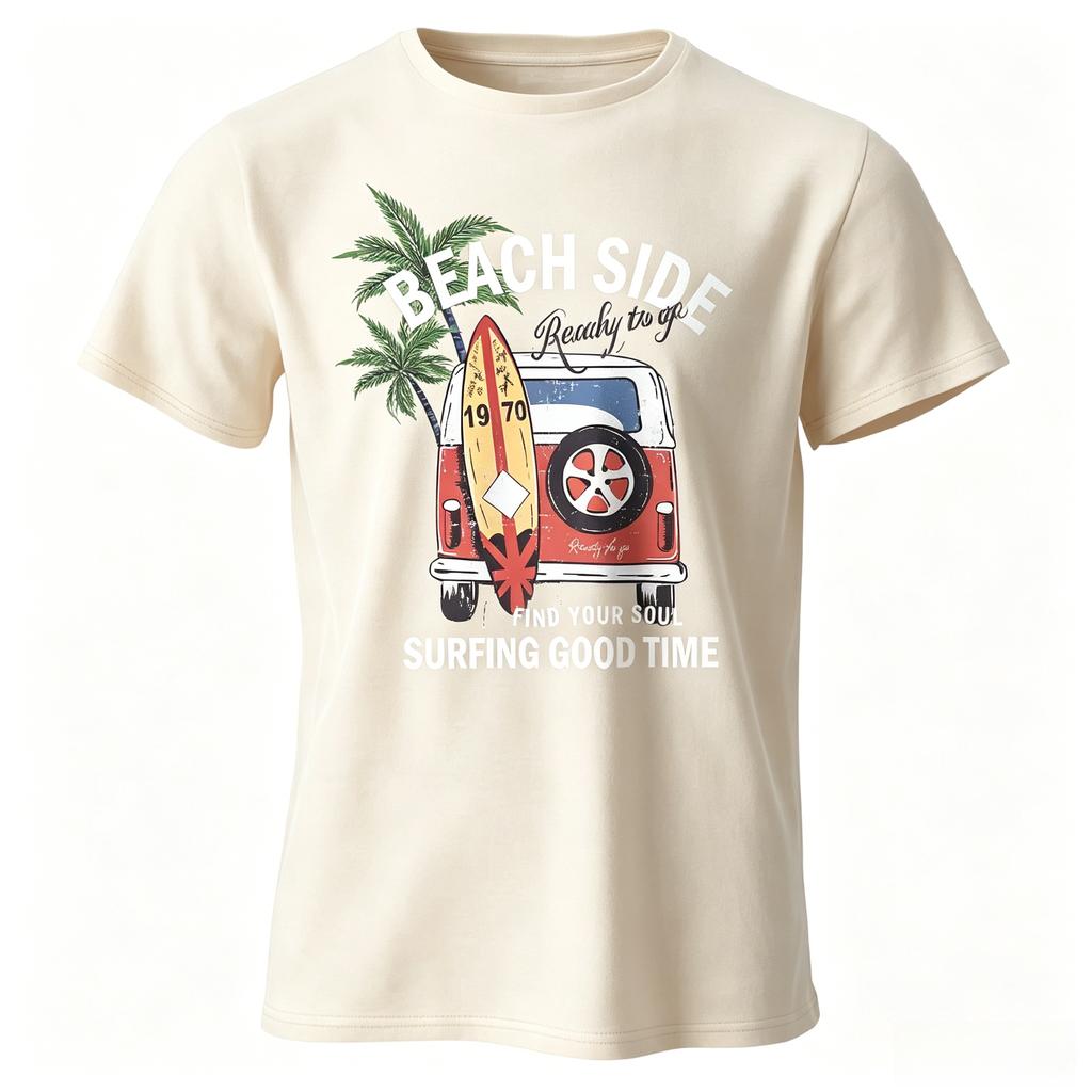 Vintage Surf Badge Printed Unisex Unisex Unisex TShirt Tees Tops Cotton Fabric Retro Wave Graphic Beach Club Wear
