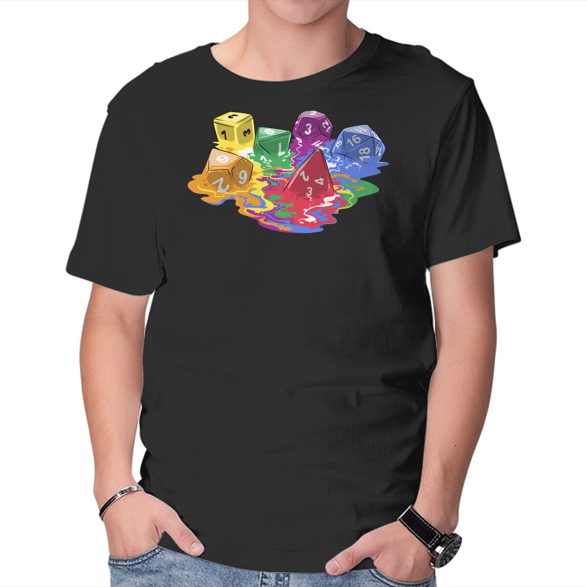 Unisex Crew Neck T-Shirt Melting Dice Graphic Short Sleeve Casual Tee XXXL
