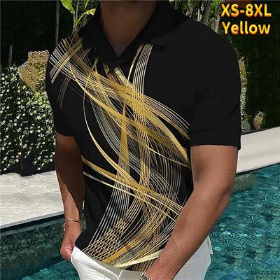 Herrenhemd Polo Casual Reißverschluss Kurzarm Mode Lässig Reißverschluss Sommer Frühling Normale Passform 3D Blau Gebogenes Sternenhimmel-Druckhemd