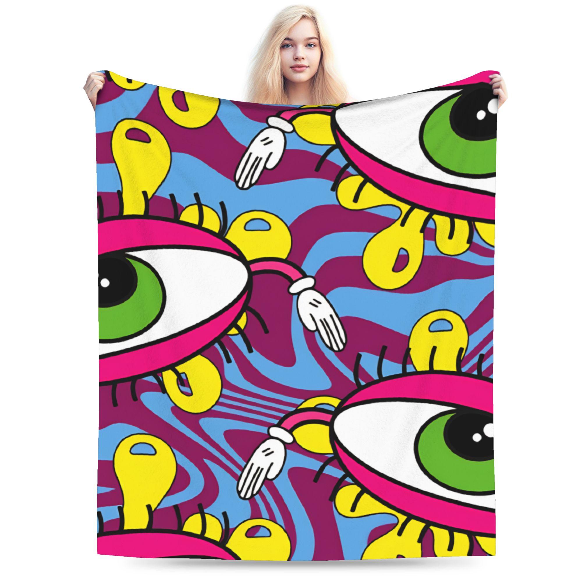 

Eye Pattern Flannel Blanket Winter Warm Soft Throw Blanket for Students Couch Bed Novelty Bedspread Sofa Bed Cover 75x90cm
