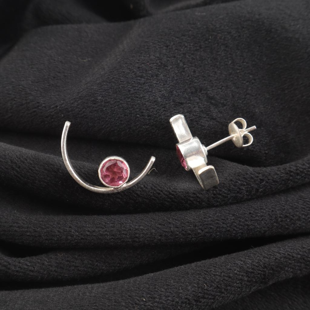Pink Tourmaline Gemstone Sterling Silver Stud Post Wedding Gift Earrings Jewelry EE-145-15