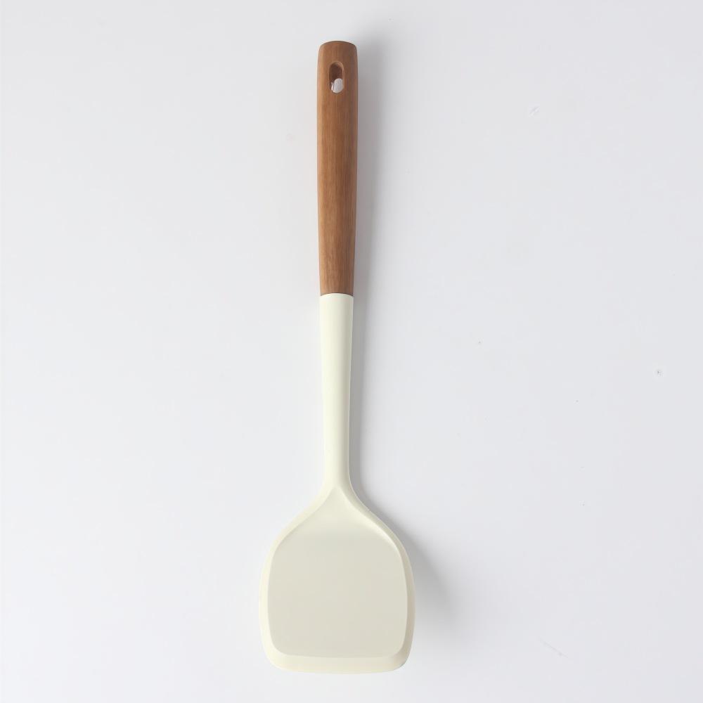Silicone Spatula with Wooden Handle Durable Non-Stick Pan Specialized Cooking Utensil Heat-Resistant Household Kitchen Tool