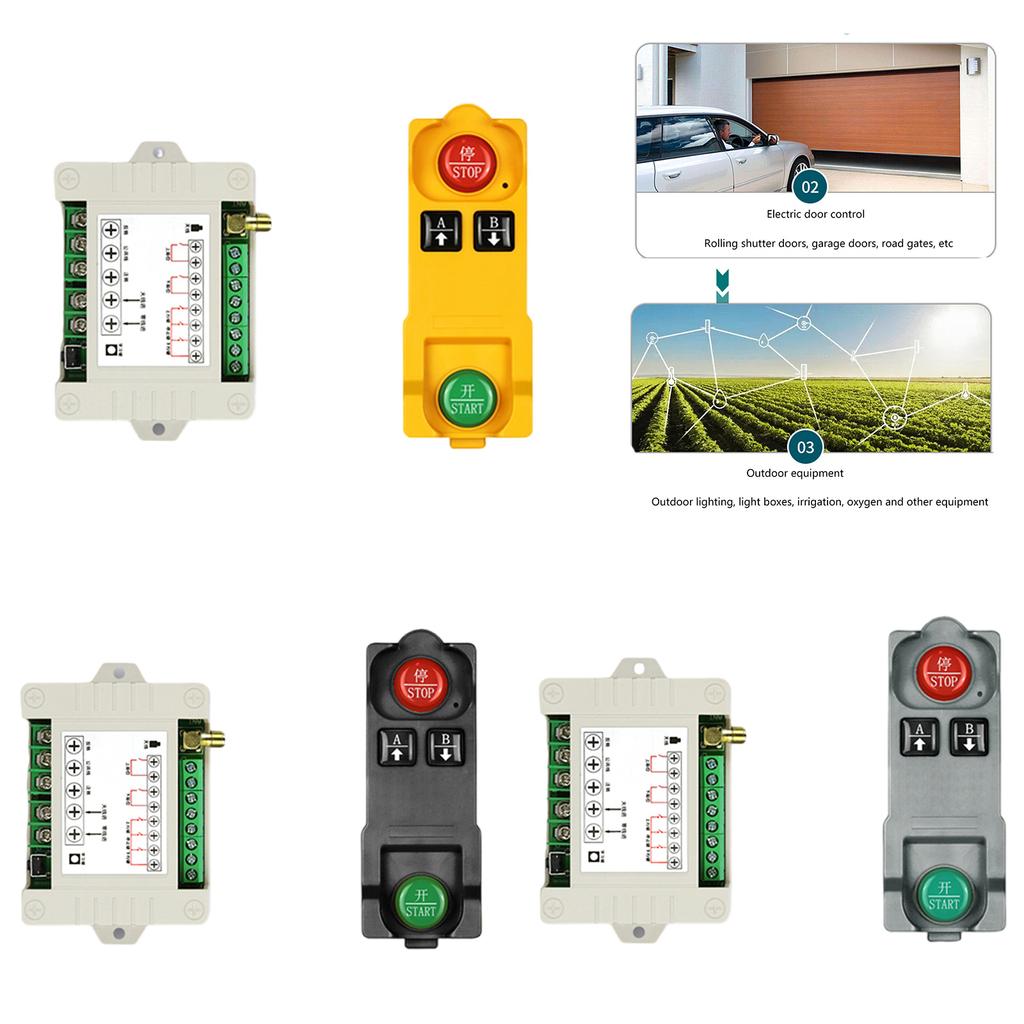 433MHz Trådløse Fjernkontrollbrytere 12V-36V/220V 2-kanals Mottakermodul med 2-kanals Fjernsender-sett