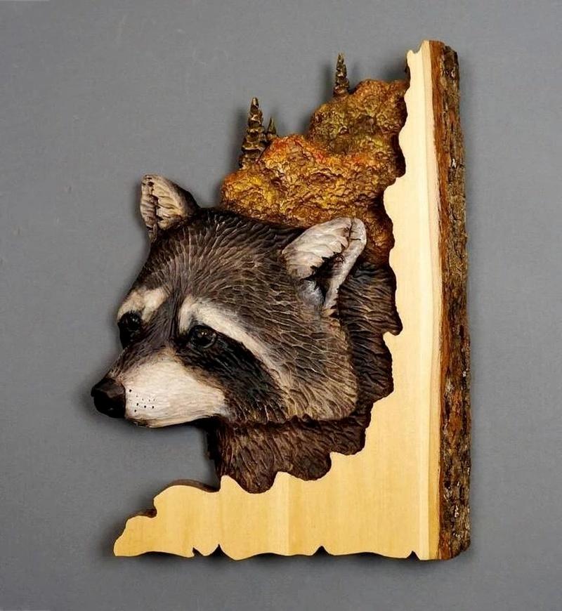 Animal Carving Handcraft Gift Wall Hanging Decor Handmade Wood Handicraft for Wild Nature Lover House Decoration