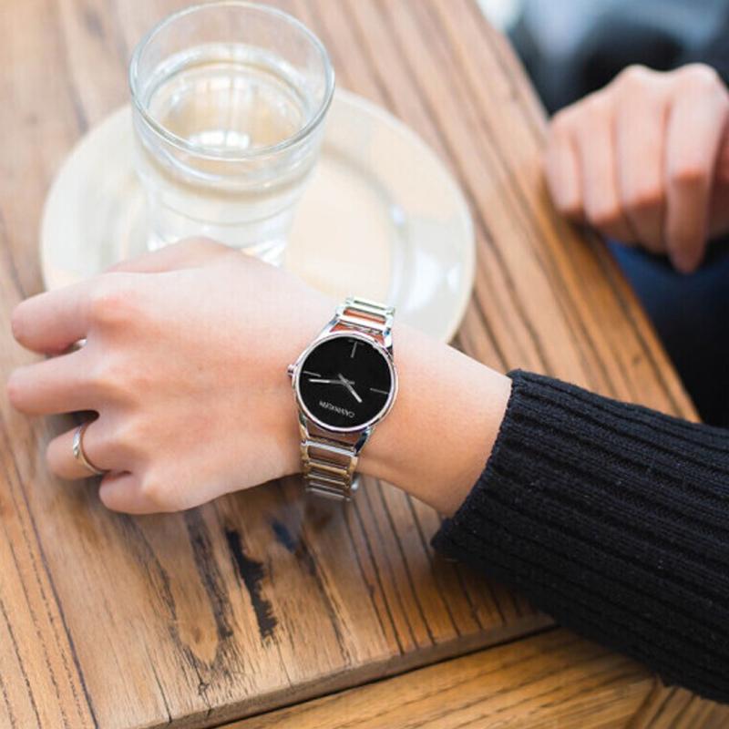 Calvin Klein Quartz Watch Stainless Steel Band 33Mm Black Dial 30M Water Resistant Women watches Silver K3G23121