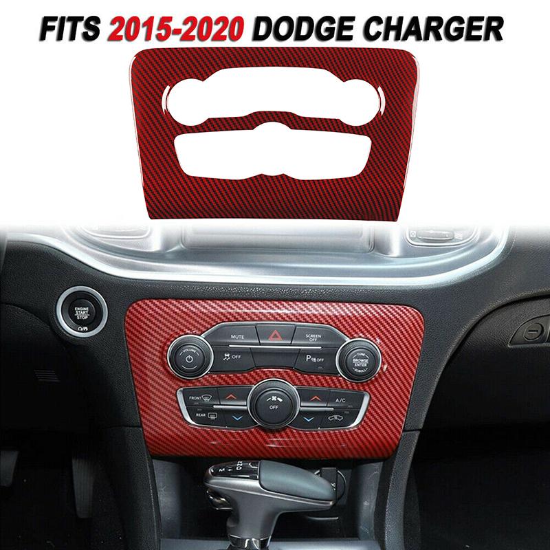 Car Carbon Fiber Look Interior Central Control Air Conditioning Panel Cover Tirm For Dodge Charger 2016-2021