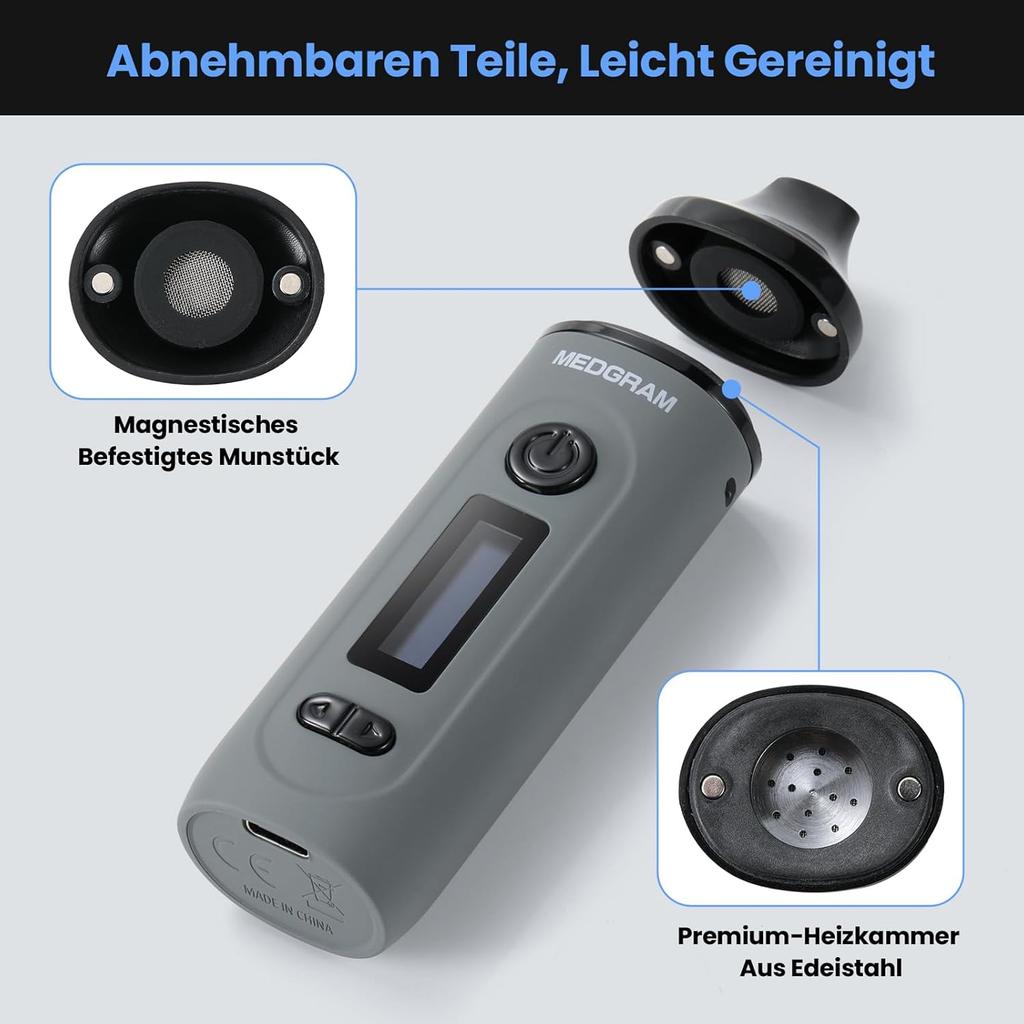 Premium Portable Evaporator Herbs, Fast Heating, Temperature Setting Steam Vaporizer, 20s Heating Time