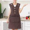 Practical Oil-proof Stain-proof Lace Up Design 5 Button Apron Waistcoat Cooking Workwear Daily Use