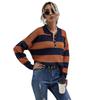 Clothing Fashion Casual Tops Shirts Fashionable and Casual Temperament Autumn Loose Tops Women Striped Long-sleeved Lapel Knit Sweater Thin Models