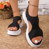 Fashion Hollow Out Knit Platform Sandals for Women 2025 Summer Fashion Breathable Sports Sandals Woman Thick Sole Non Slip Walking Shoes