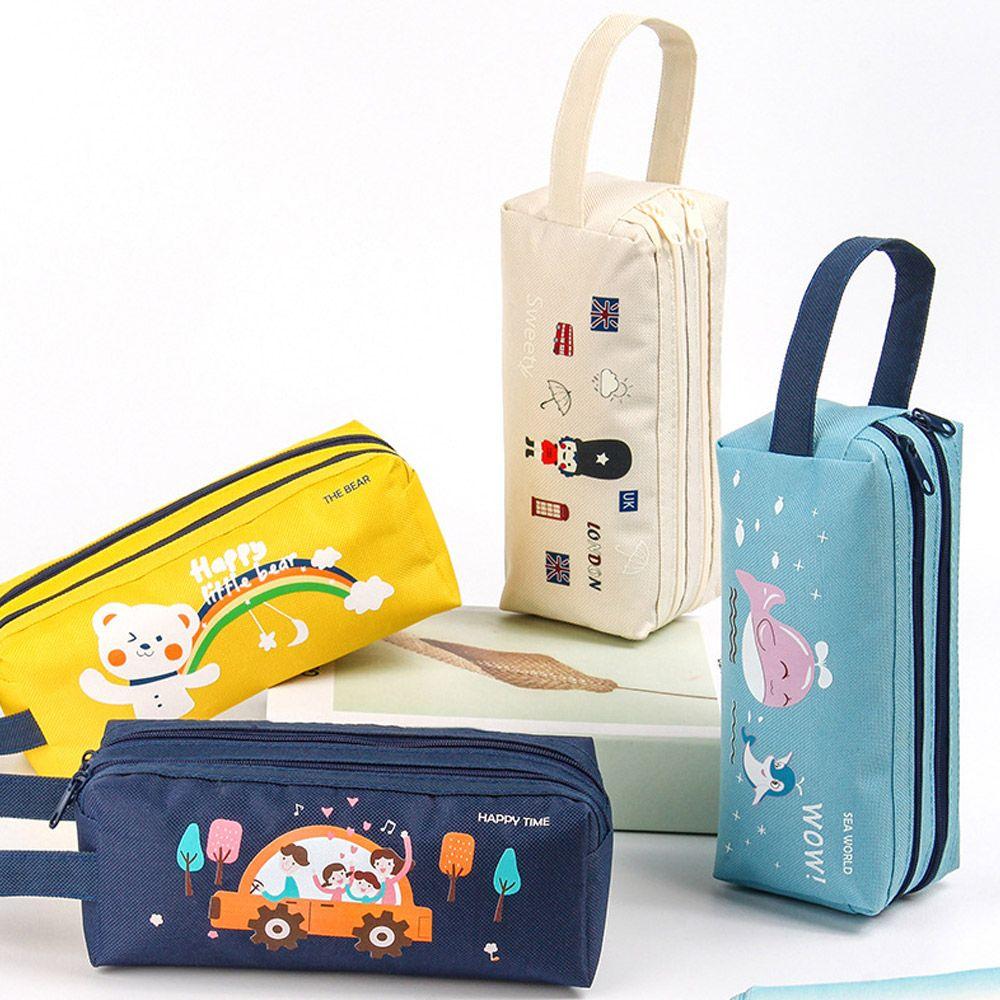 Creative Large-capacity Storage Box Cartoon Stationery Double-layer Oxford Cloth Pencil Bag