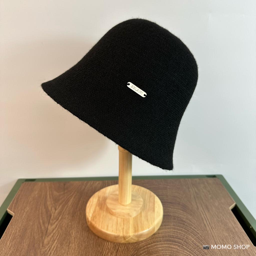 Hat Female Trendy Brand Metal Standard Bucket Hat Autumn and Winter New Knitted Bucket Hat Versatile Washbasin Hat
