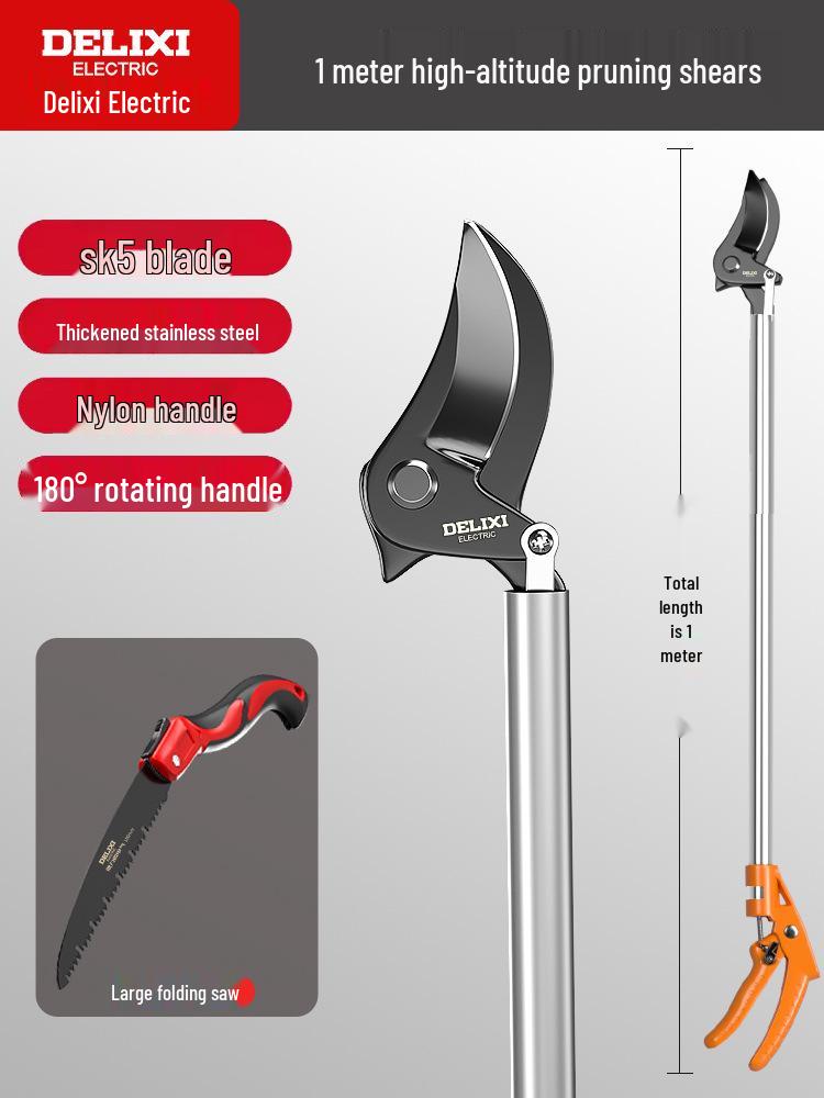 Delixi Elektrische Teleskop-Astschere für hohe Äste und Obstbäume.