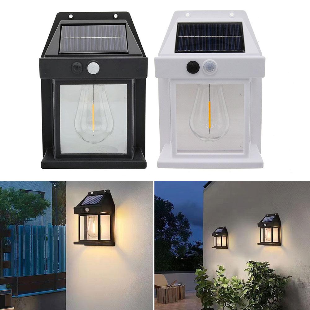Lampada da parete a filamento di tungsteno solare, lampada da cortile, lampada da notte a LED impermeabile per esterni, giardino, luce illuminante