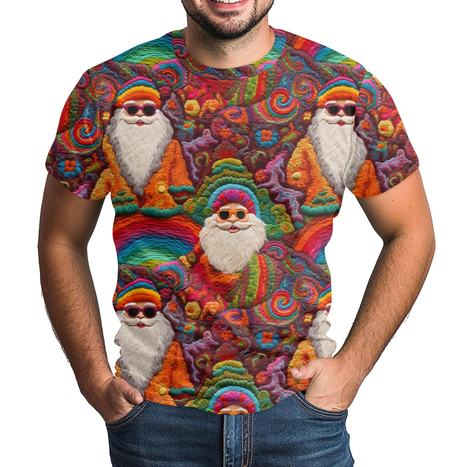 

Різдвяна доросла мила різдвяна футболка з круглим вирізом і смішним принтом із коротким рукавом XL винний