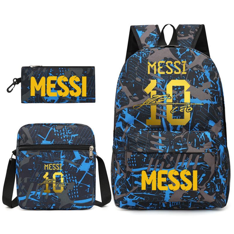 Large Capacity Schoolbag with Shoulder Strap; Student Three-piece Pencil Case Set