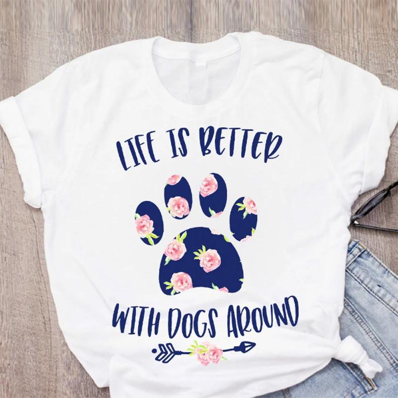 

Plus Size Women Dog Mom Letters Pet Flower Short Sleeve Fashion Printed Summer Lady Womens Clothing Tops T-Shirt Tees Wear Shirt S