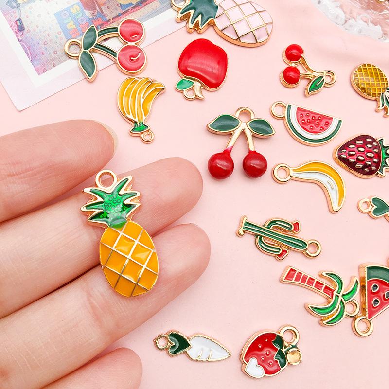 20PCS/BAG Mixed Enamel Peach Charms Sweet Style Fruit Charms Summer Kawaii Fruit Pendant for Jewelry Making Bracelets Necklace