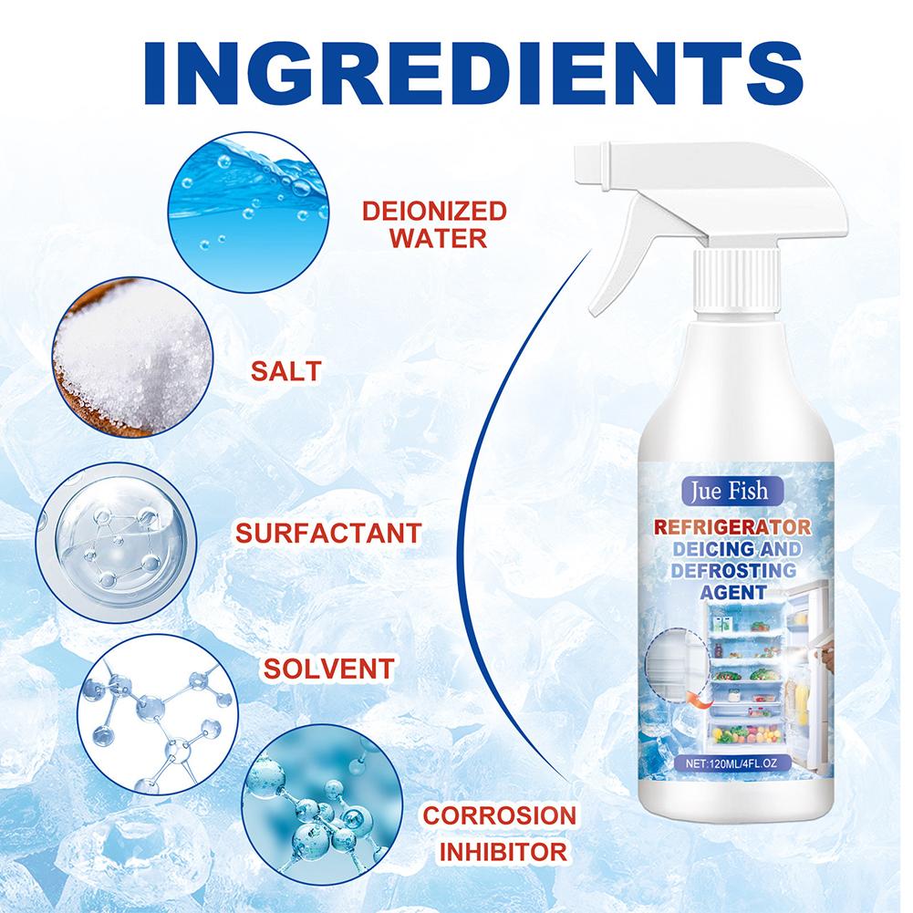 Spray Sbrinamento Frigorifero 120ml Agente Sbrinamento Congelatore e Spray Sghiacciante Sbrinamento Facile, Mantiene Fresco Risparmia Elettricità e Odori