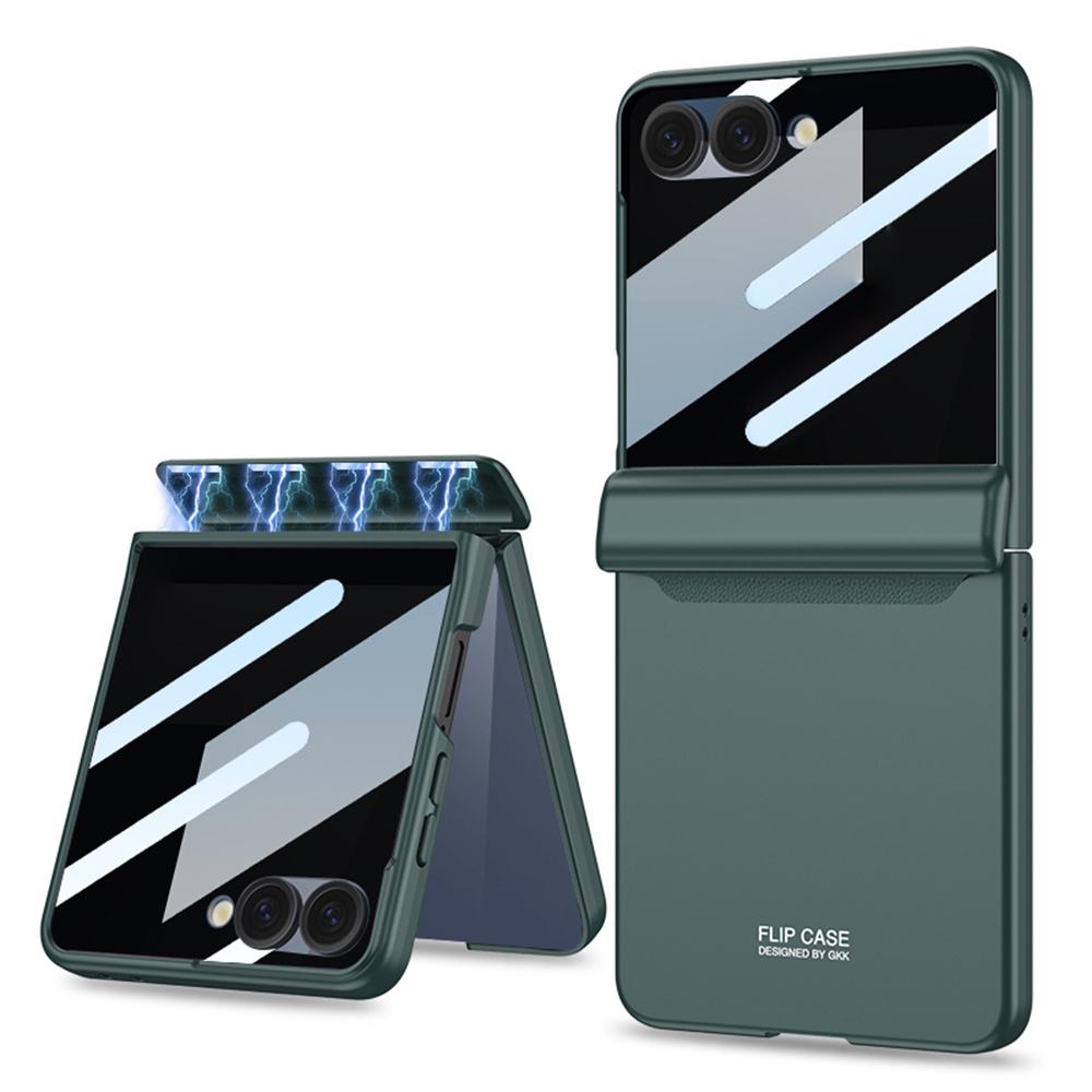 GKK For Samsung Galaxy Z Flip7 5G Case Magnetic Hinge Protection PC Phone Cover with Anti-Spy Tempered Glass Film