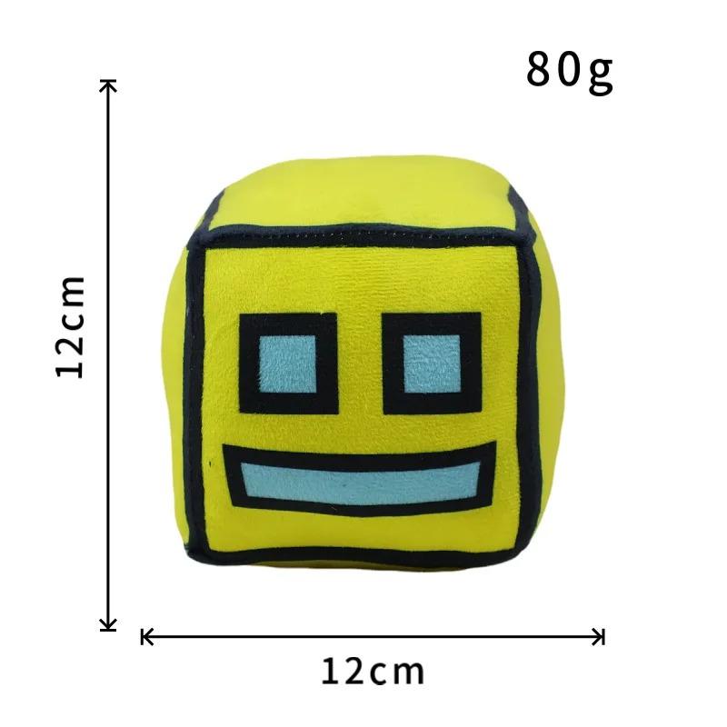 Juguetes de Peluche Cubo Geometry Dash Almohada Pequeña Muñeco de Peluche Relleno Colgante Cuadrado Juego Lindo Decoración para el Hogar Regalo de Cumpleaños para Niños