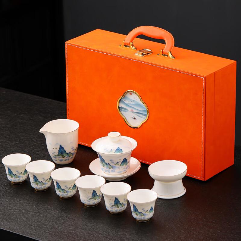 OIMG Suet Jade White Porcelain Kung Fu Tea Set