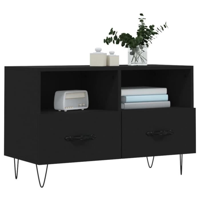 VidaXL Meuble TV Noir 80x36x50 cm Bois d'ingénierie 828965