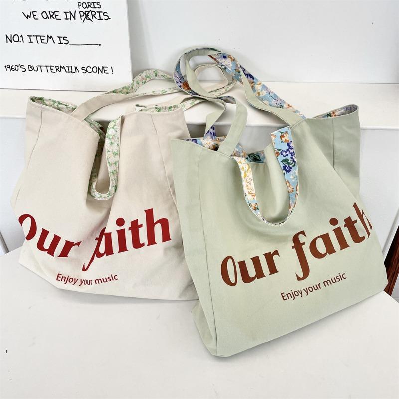 31 Spring and Summer New Printed Floral Double-sided Canvas Bag Large-capacity Commuter Bag Shoulder Handbag