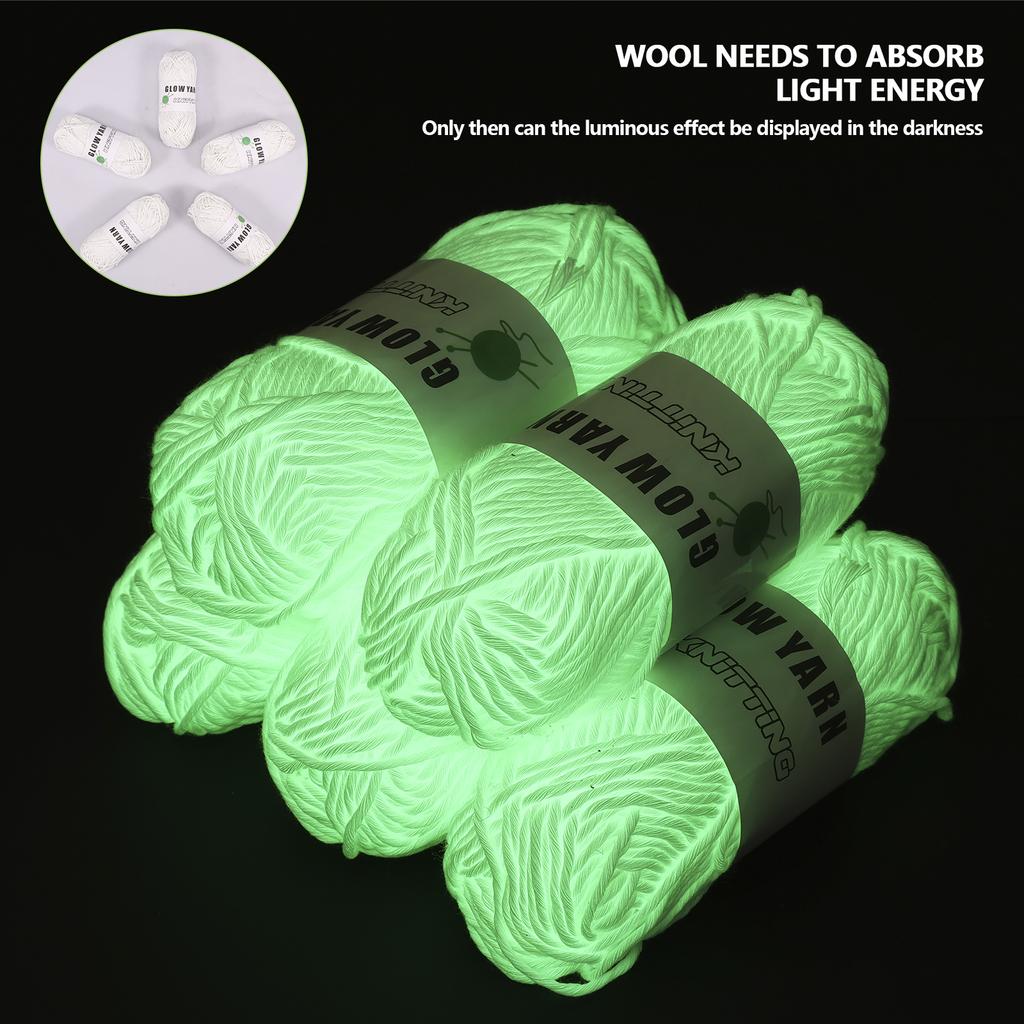 5 Rollen Leuchtgarn 58 Yards Leuchtgarn zum Häkeln Weiches Leucht-Häkelgarn Weißes Leuchtgarn Pullover Mütze Wollgarn