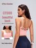 Women's Cross-Back Strappy Sports Bra with Fixed Chest Pad