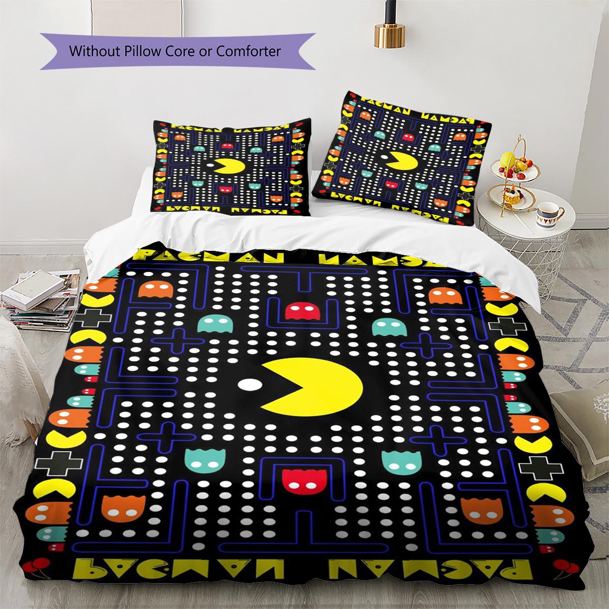 

Pacman Pattern Bedding Quilt Set Quilt Cover Pillowcase Home Decoration Gift (1 * duvet cover + 2 * pillowcase, without core) 135x200cm