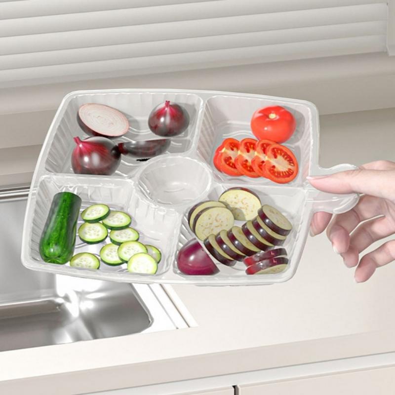 3/5/6 Grids Korean Style Fruit Plates Dining-Table Divided Seasoning Plate Refrigerator Dessert Storage Box Kitchen Gadget