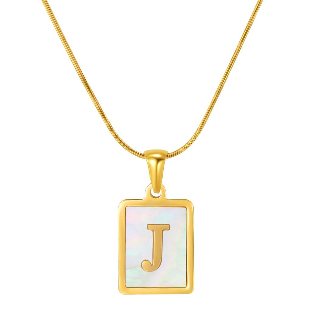 

Steel Stainless Highquality Snake Chain Alphabet Necklace 26 Letters European And American Style 18k Gold Square Pendant Shell StyleJ