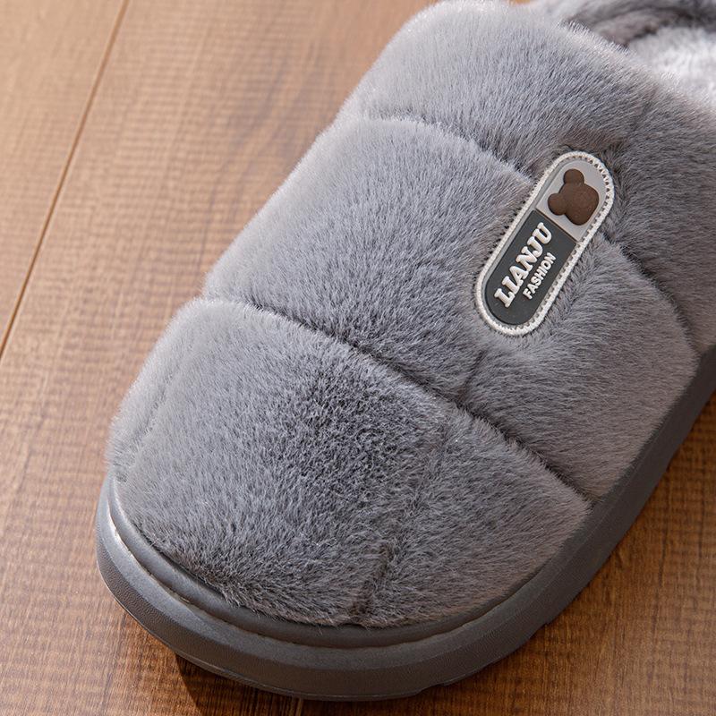 Large Downy Slippers Men's Winter Furry Sliders Man Slippers for Big Indoor Mules Shoes Male Large Fluffy Slippers Size  50 51