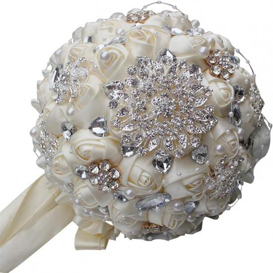 

Bridal Bouquets for Wedding,Wedding Bride Holding Bouquet Roses with Diamond Pearl Ribbon Valentine s Day Confession (Rose Red) слонова кістка