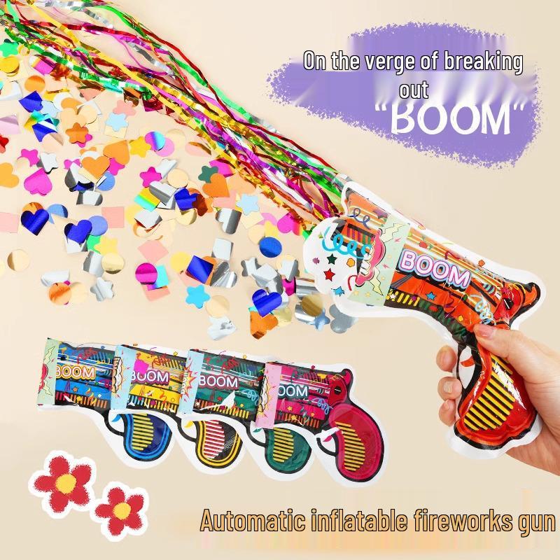 Automatic Confetti Gun for Celebrations: Handheld Inflatable Fireworks and Ribbon Spray Prop