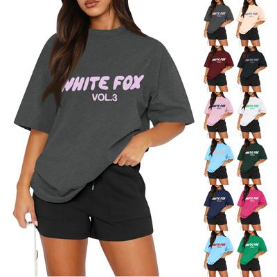 Women's Casual Printed T-Shirt Round Neck Pullover Short Sleeve Top