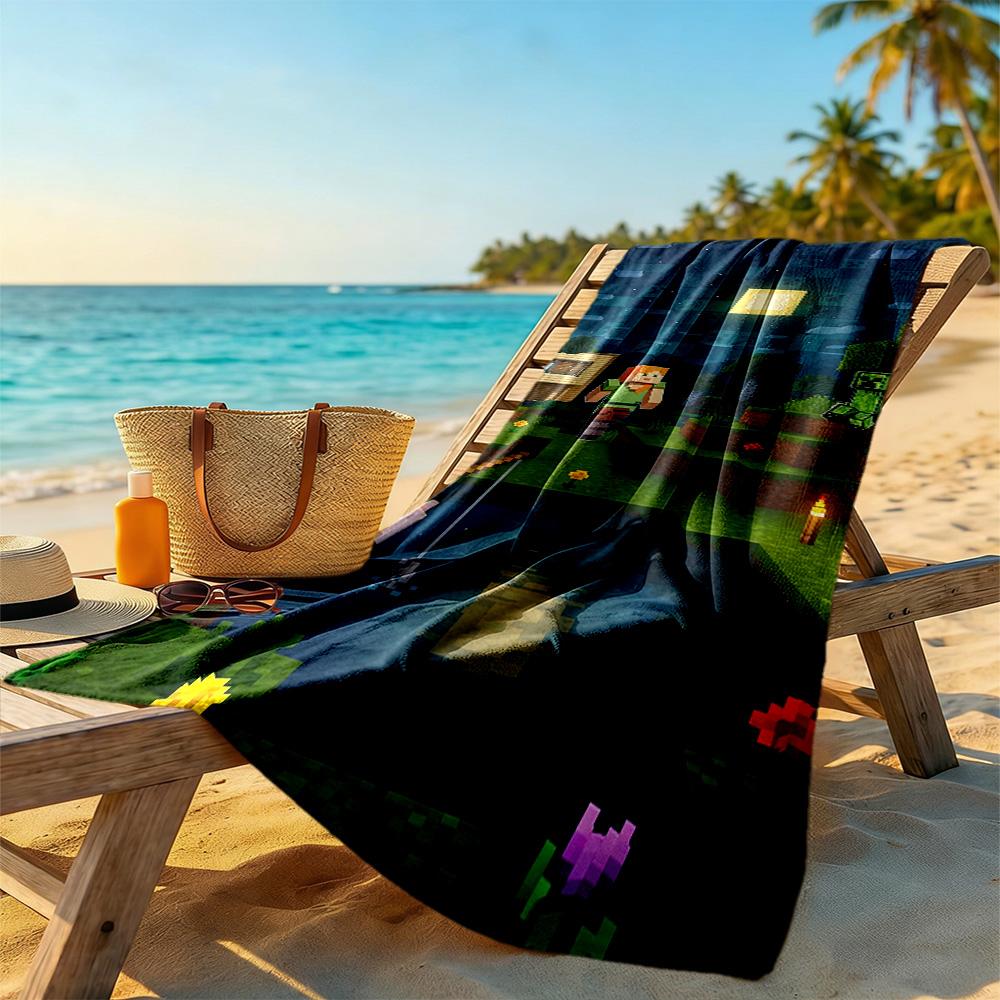 Minecraft Beach Towel Super Soft Microfiber Quickdry Fabric Comfortable Lightweight