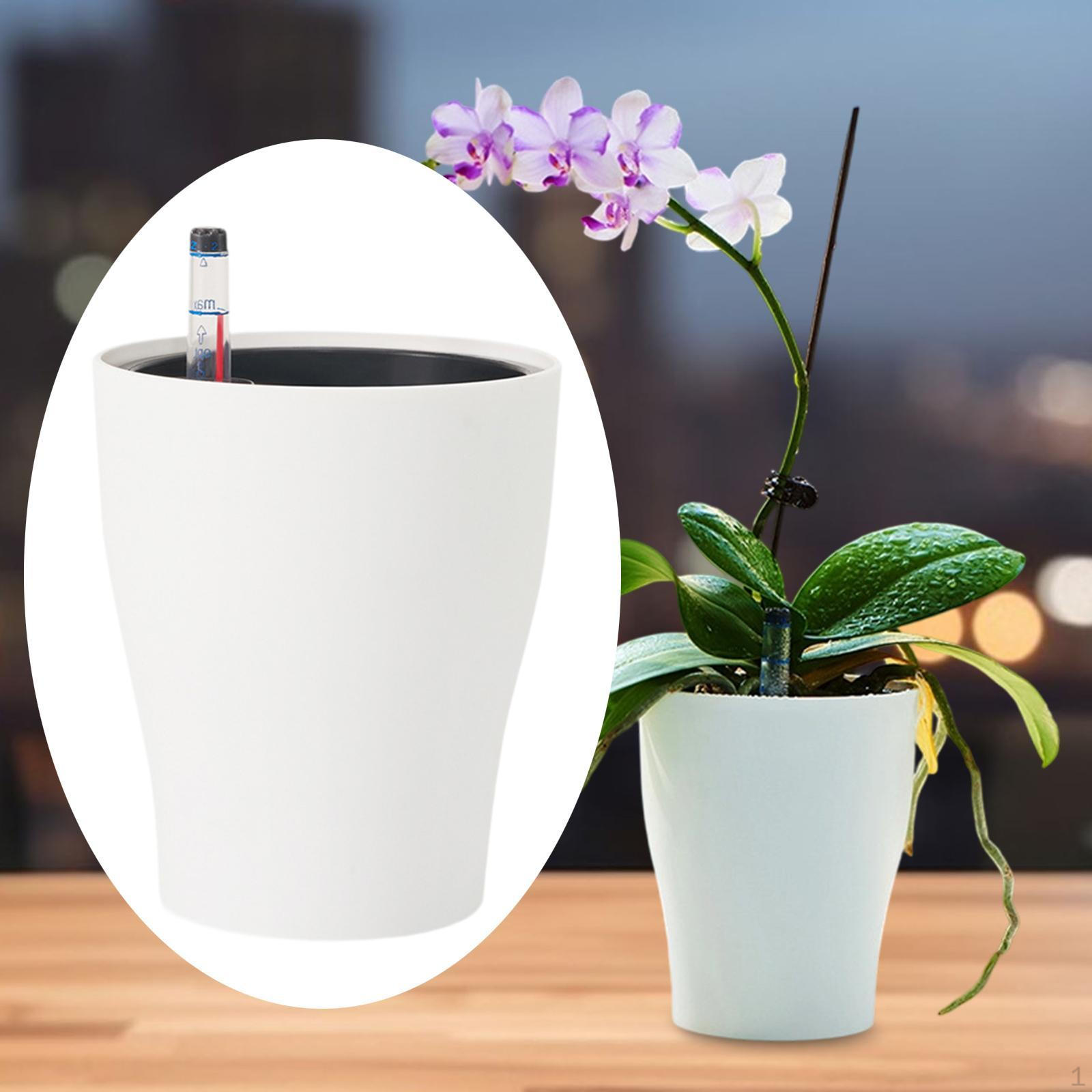 

Самополивающийся горшок для растений Декоративный горшок для комнатных и уличных растений Цветок с индикатором уровня воды белый