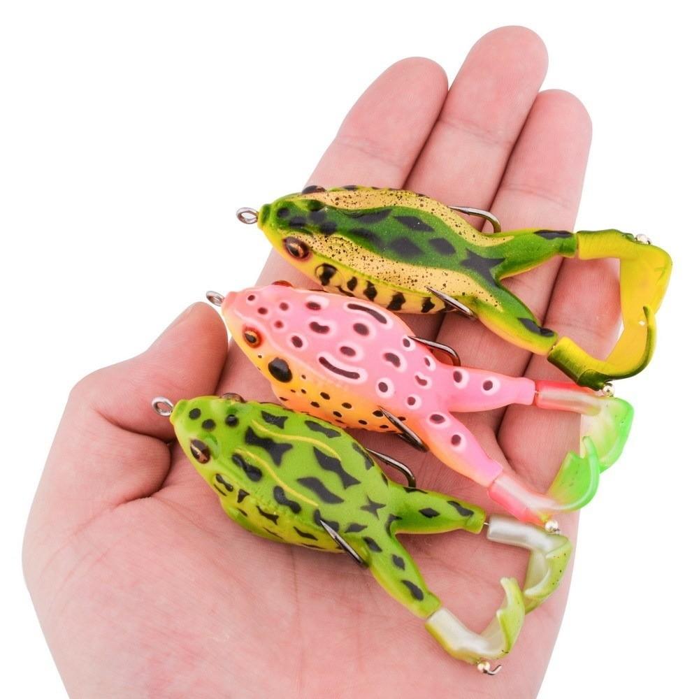 5Pcs 6cm 13g/4.6cm 6g Frog Soft Lure 3D Eyes with Fishing Hooks Fishing Lure Artificial Horizontal Ray Frog Bait