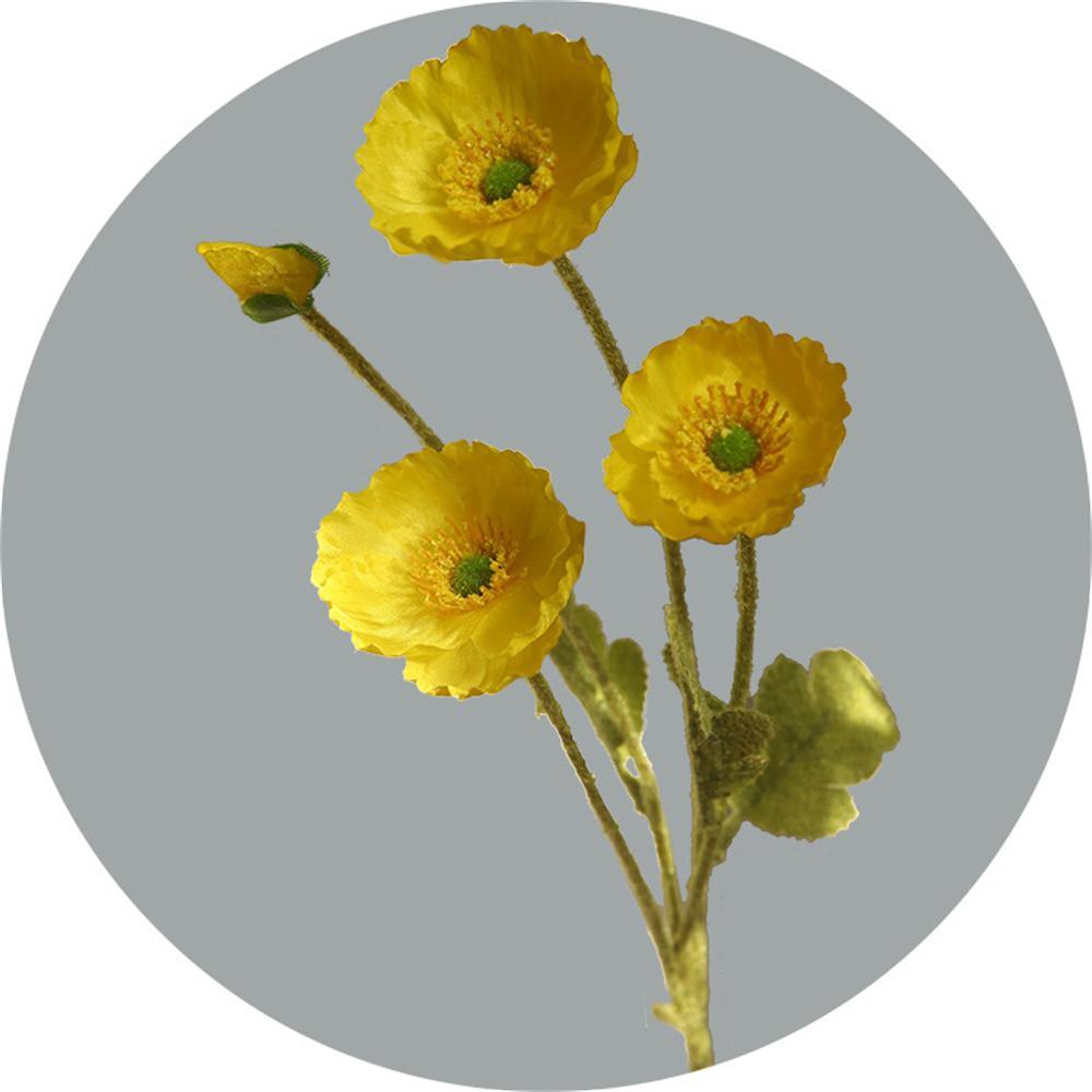 Silk Poppy Fake Flowers 4 Heads Artificial Flowers Simulation Long Poppies Home Table Wedding Party Decorative DIY Bouquets 1PCs