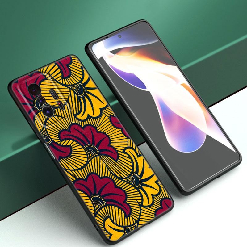 Ästhetische Afrikanische Wachs Fabic Telefon Fall Für Xiaomi Mi A2 8 9 SE Hinweis 10 10T 11 12 Lite 9T 11T 12S 12T Pro A3 6X 12X Schwarze Abdeckung